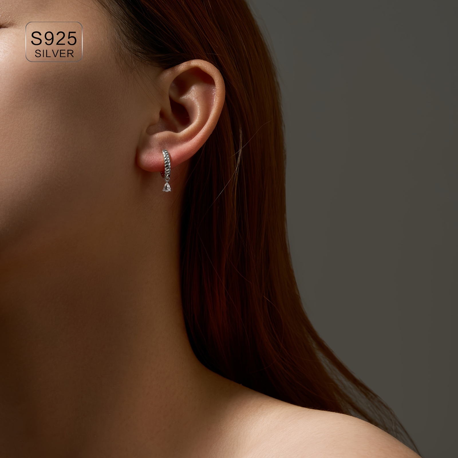 925 Sterling Silver Teardrop Zirconia Dangle Earrings